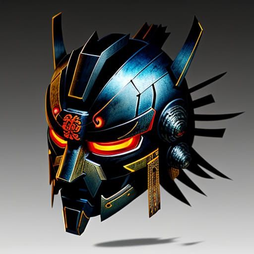 Cyberpunk Samurai Mask with Neon Accents