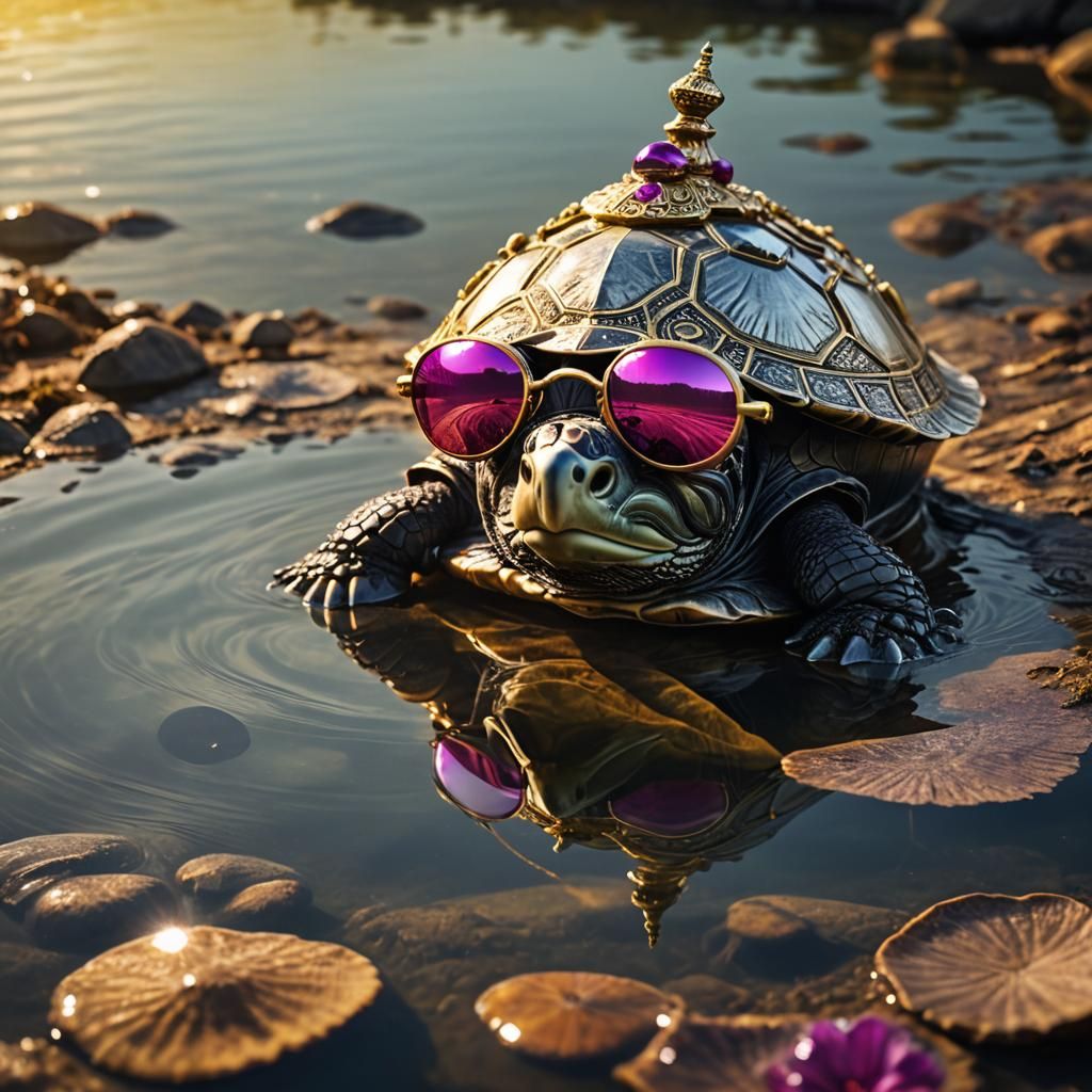 Gothic Turkish Turtle in Lunar Lake at Sunrise