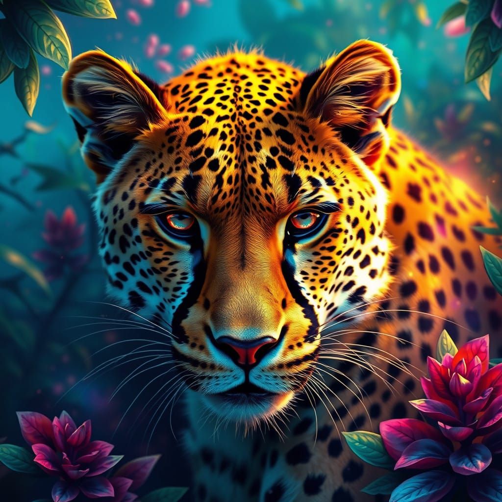 Hyper-Realistic Cheetah in Vibrant African Landscape