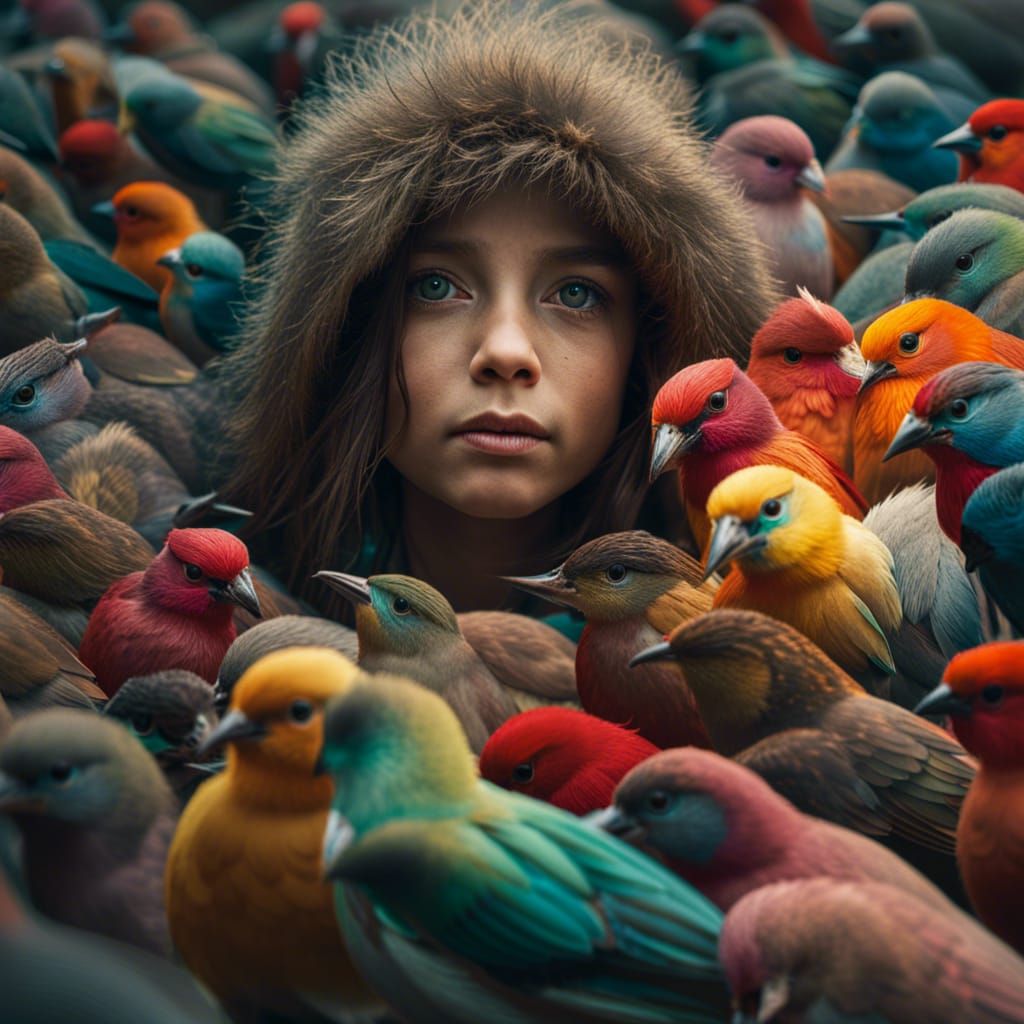 Colorful Songbird Portrait with Ambient Light