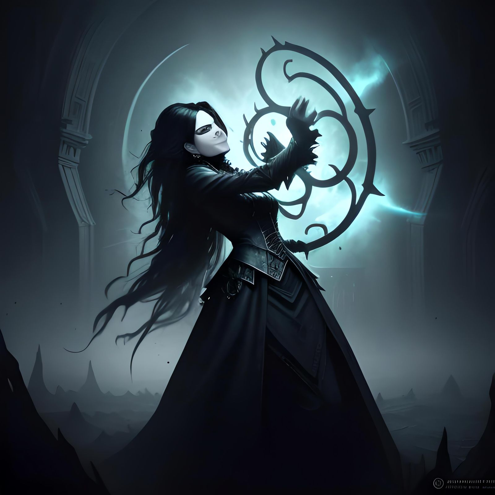 Hyperdetailed Necromancer Summons in Dark Fantasy Style