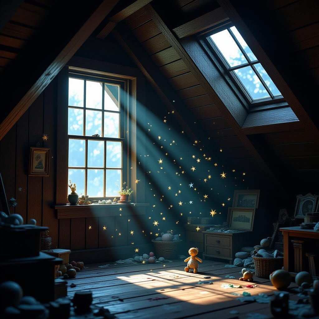 Magical Attic Bathed in Ethereal Light