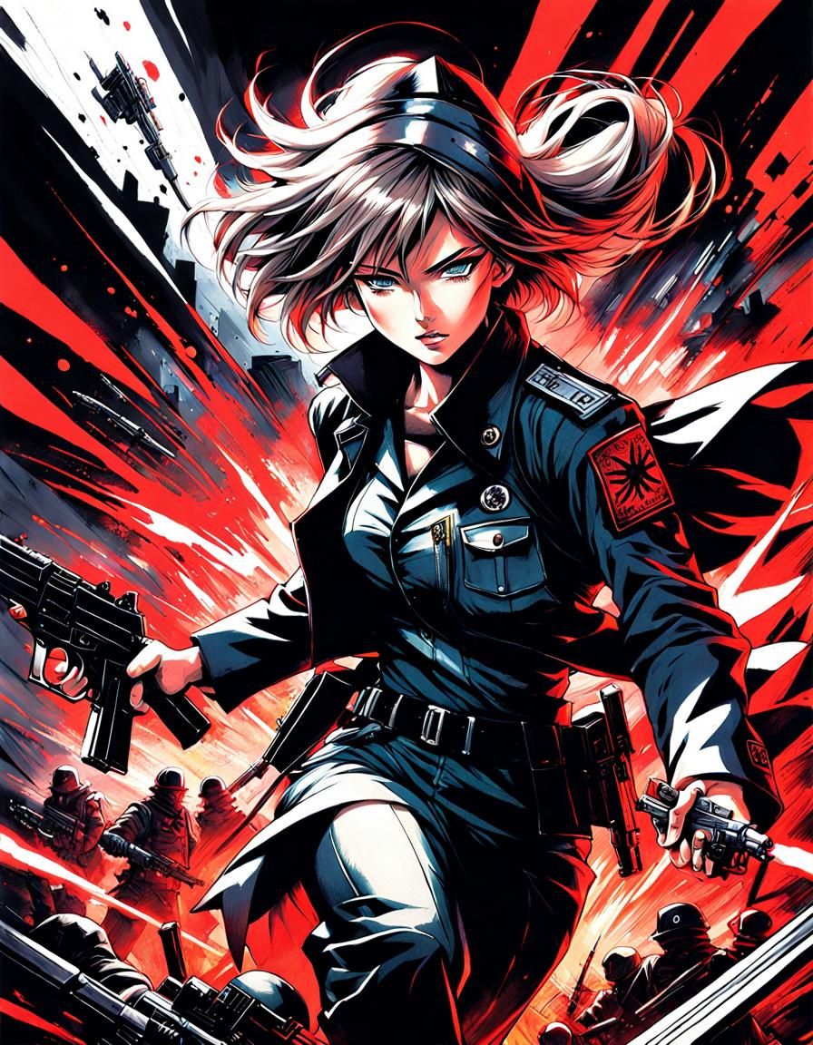 Victoria Seras Attacks: Dark Fantasy Manga Style