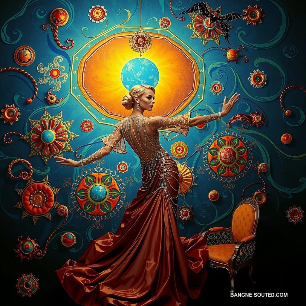 Elegant Woman in Luxurious Surreal World