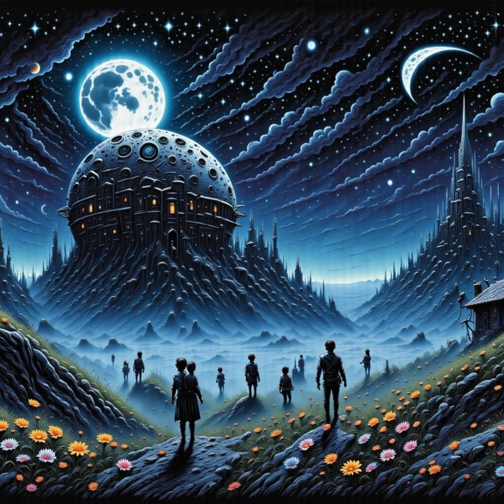 Moonlit Night in Dreamlike Style