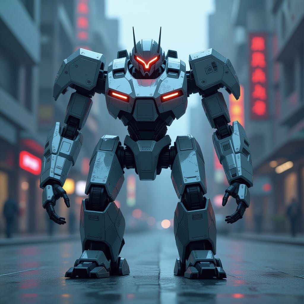 Futuristic Mech Girl Walker in Cinematic Sci-Fi Style