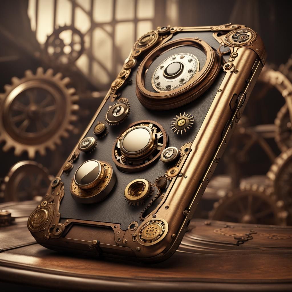 Steampunk Smartphone with Intricate Brass Details