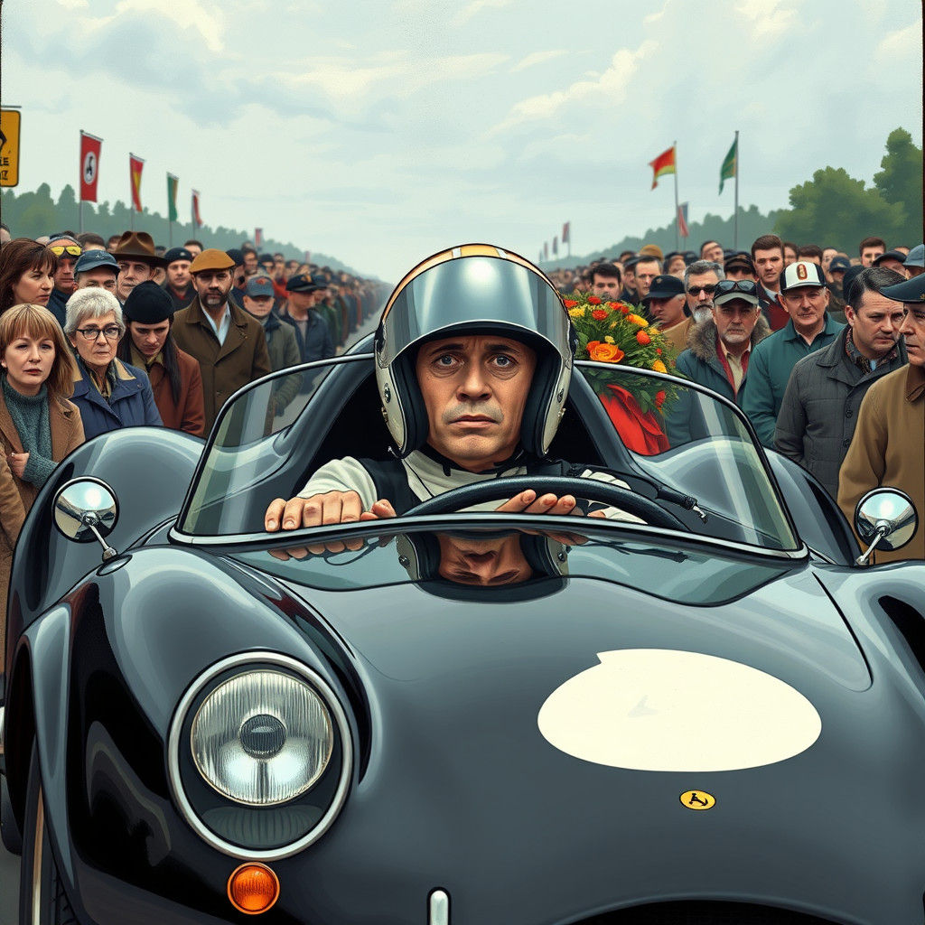 Confused Driver Leads Funeral Procession, Satirical Illustra...