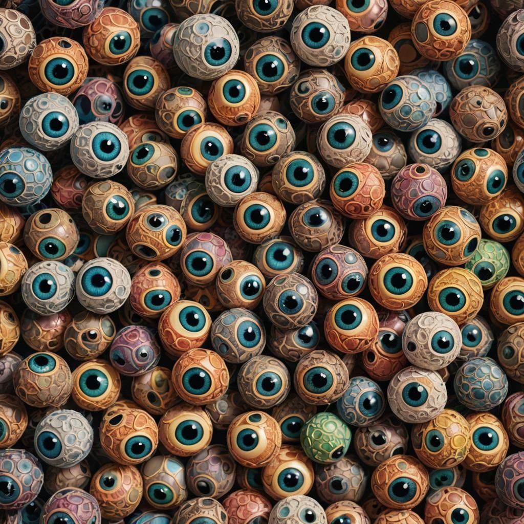 Hyperrealistic Sphere Covered in Eyes, Detailed 8K Render