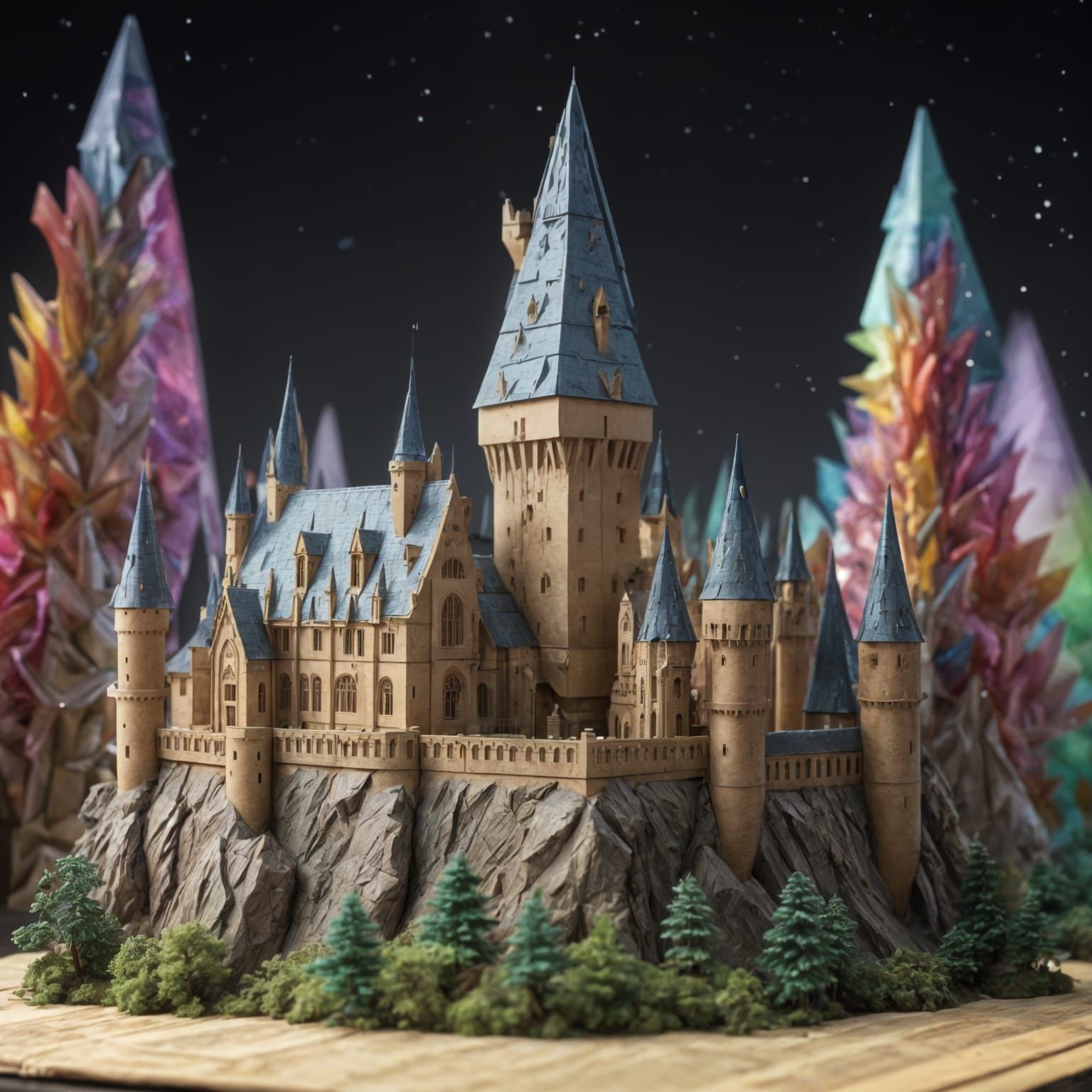 Hogwarts Castle as Origami Papercraft Masterpiece