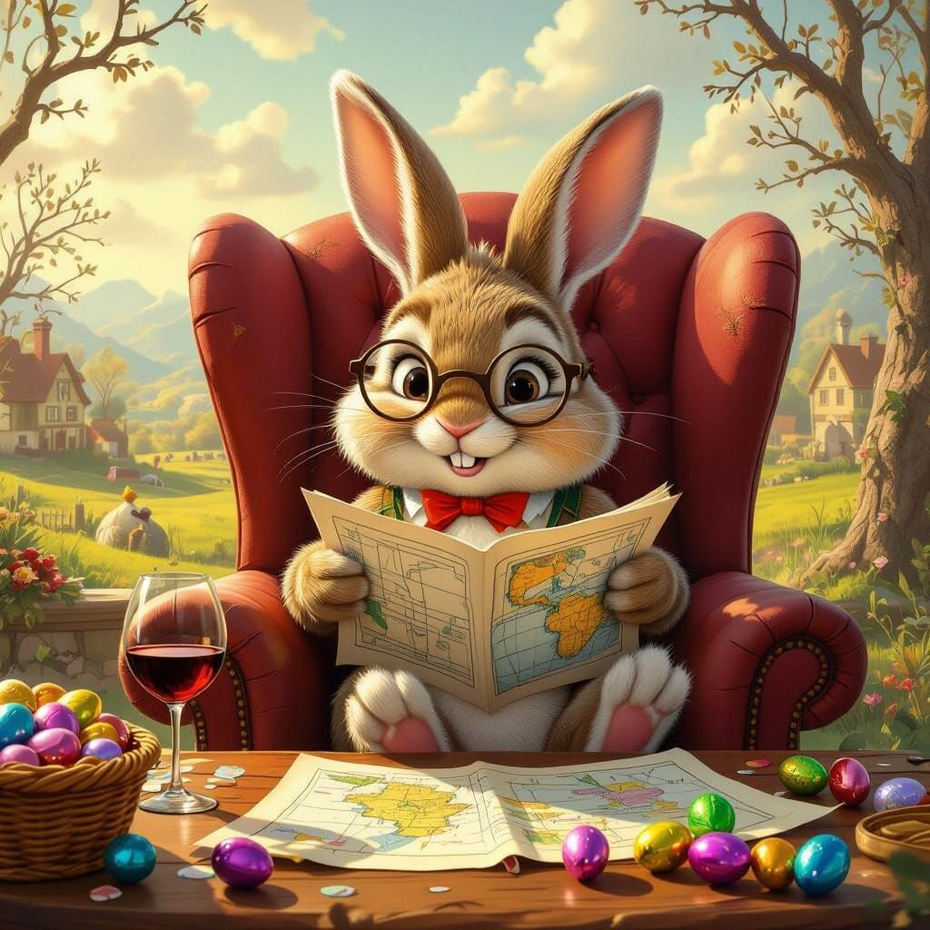 Whimsical Study of Easter Egg Hiding Spots in a Dreamy Lands...