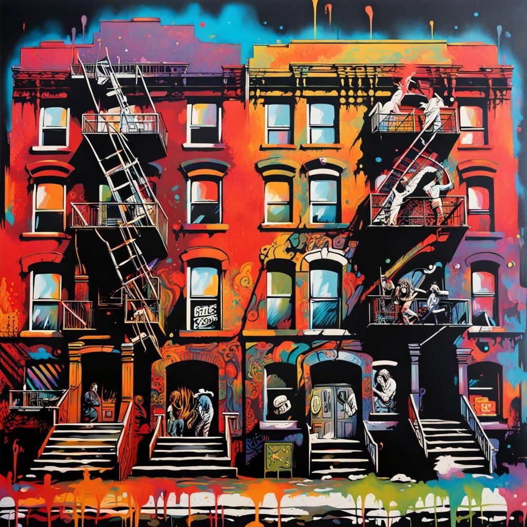 Led Zeppelin Graffiti Art in Polychromatic Style
