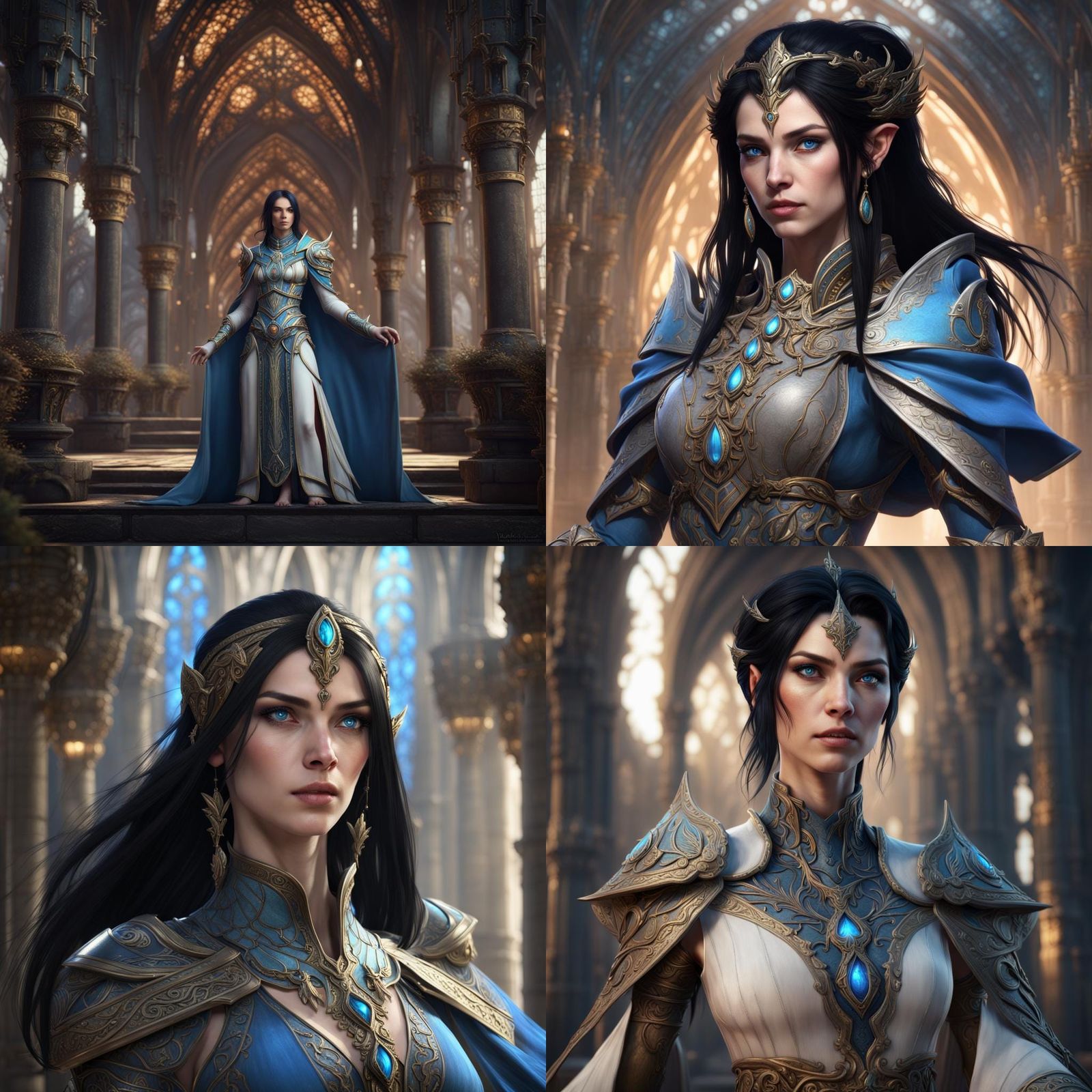 Eladrin Cleric with Black Hair in Fantasy Art