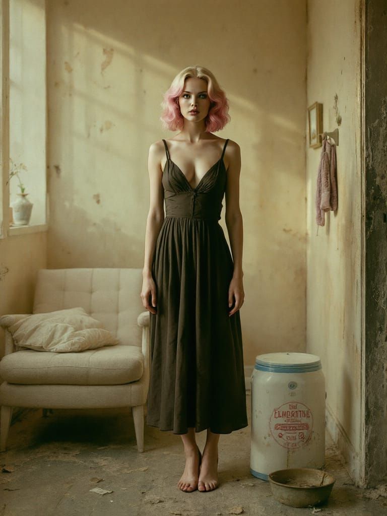 Blond Pin-Up Woman in Muted Tones