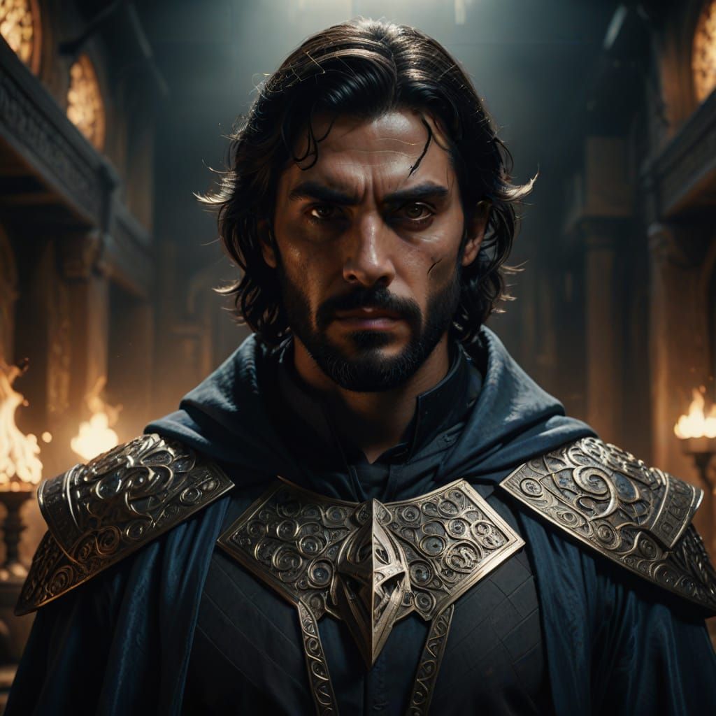 Hyperrealistic Portrait of an Occultist Superhero