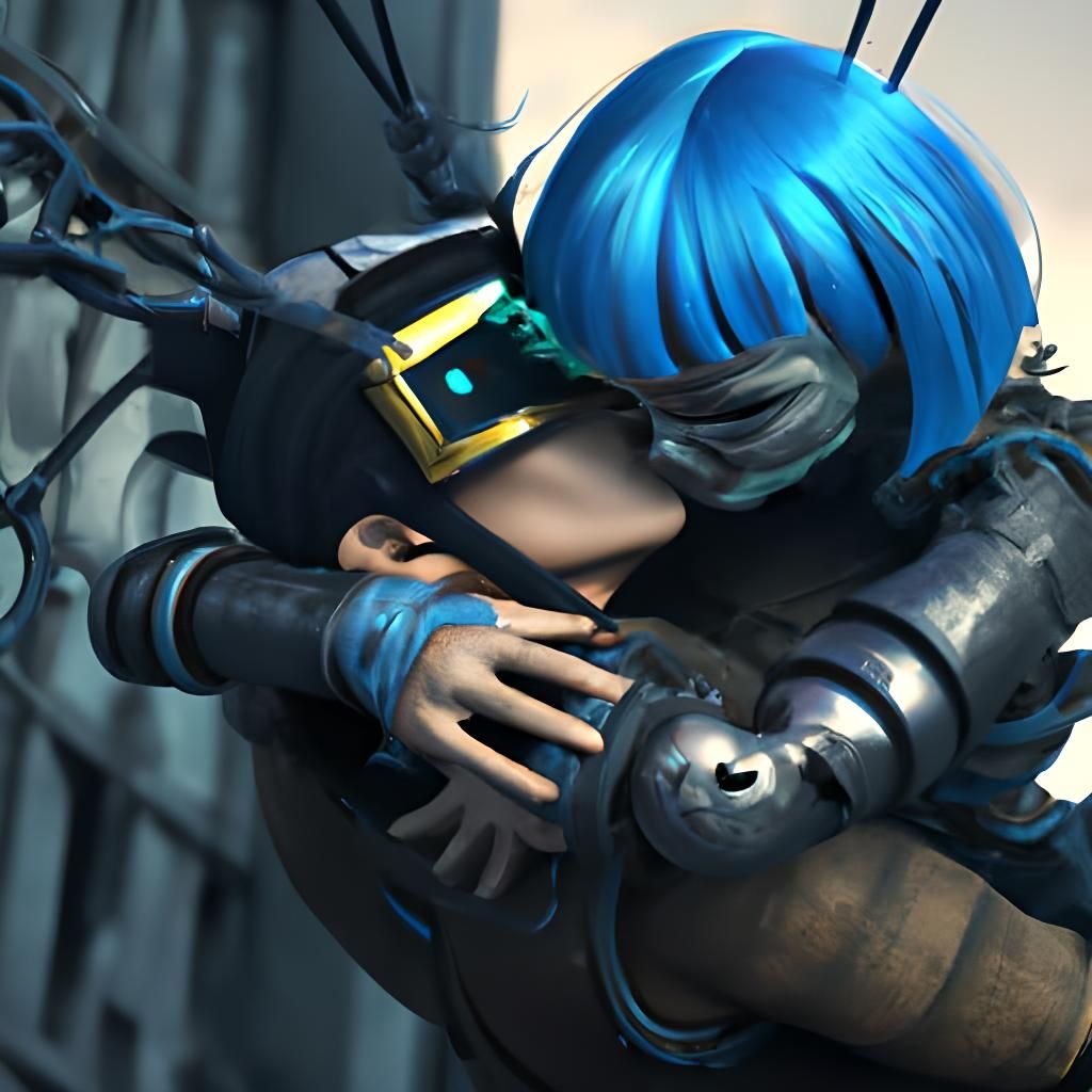 Cyberpunk Rescue: Boy Catches Girl in Mid-Air