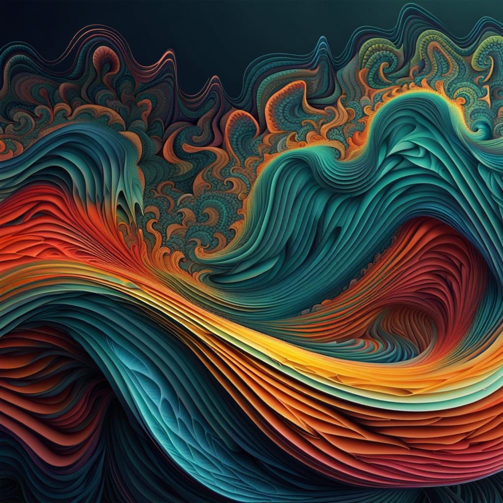 Abstract Vector Fractal with Zentangle and 3D Shading