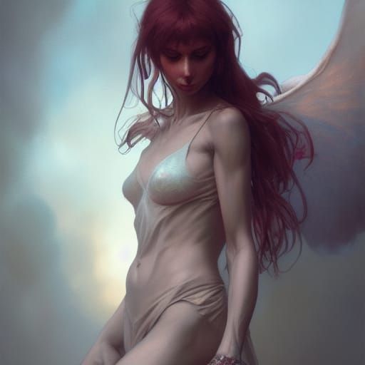 Detailed Portrait of Lilith in Art Nouveau Style