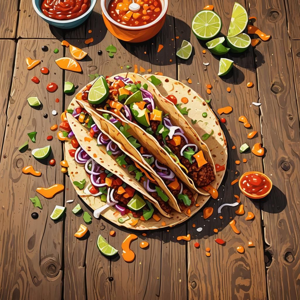 Vibrant Pop Art Illustration of a Delicious Taco