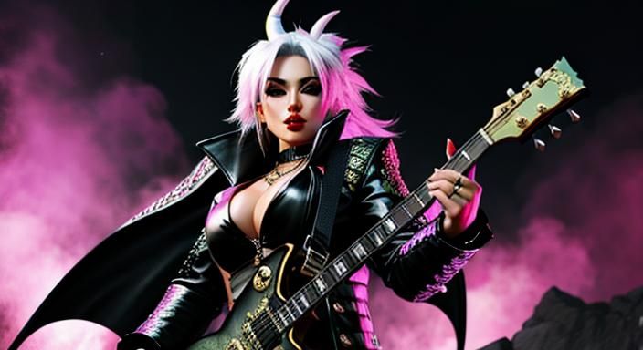 Anthro Female Dragon Rockstar Character Design