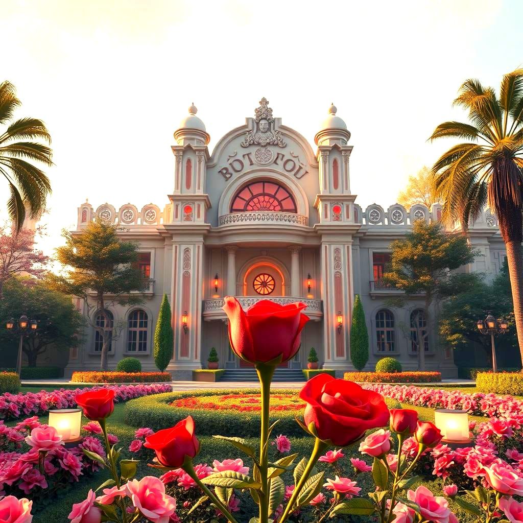 Art Deco Architecture with Rose Heart