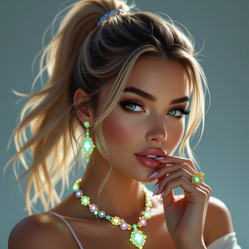 Bioluminescent Beauty: Hyperrealistic Portrait of a Woman