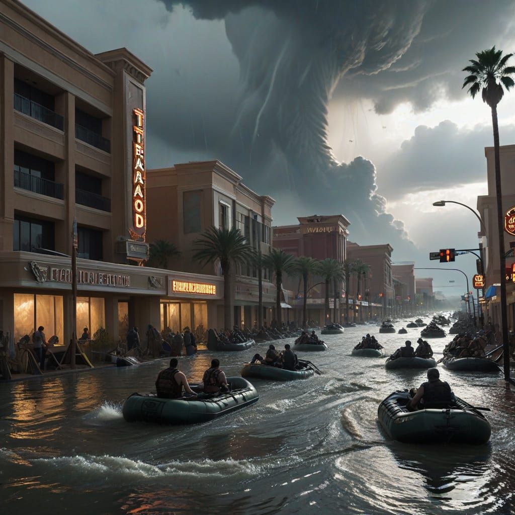 Tornado Over Flooded Post-Apocalyptic Las Vegas