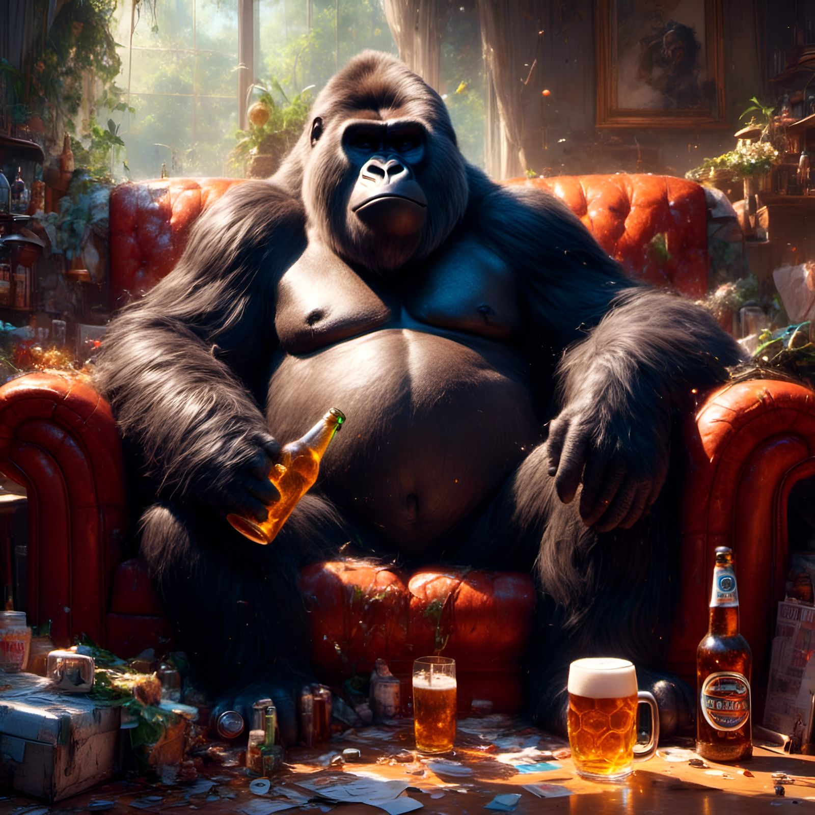 Chubby Gorilla Portrait in Pixar Style