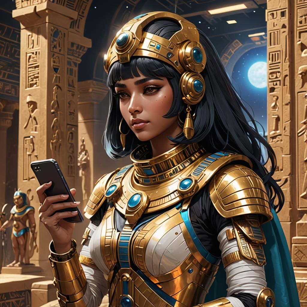 Cleopatra in Spacesuit: Retro-Futuristic Anime Art