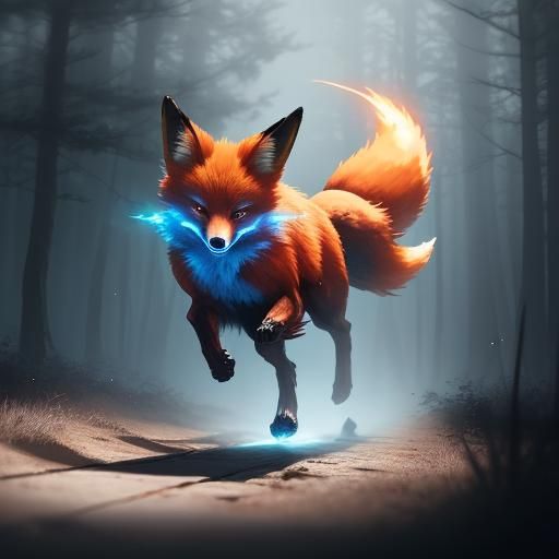 Angry Fox Sprinting to Battle in Anime Style