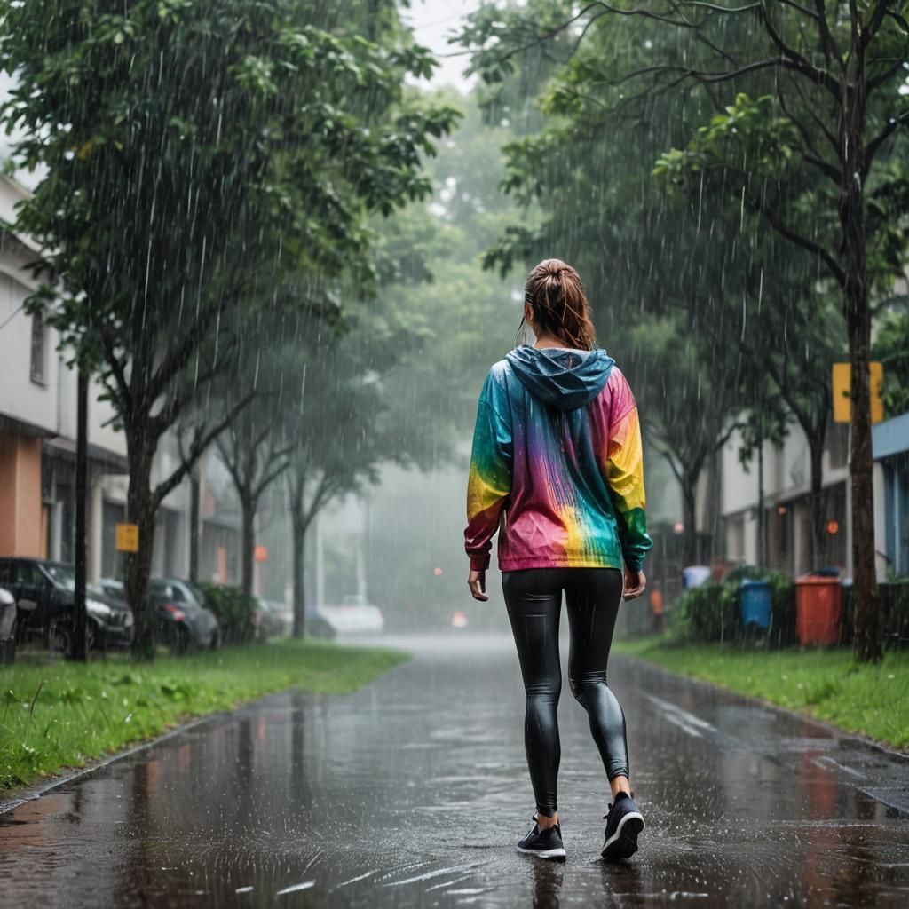 Girl in Rain: Vibra Chromographic Photograph
