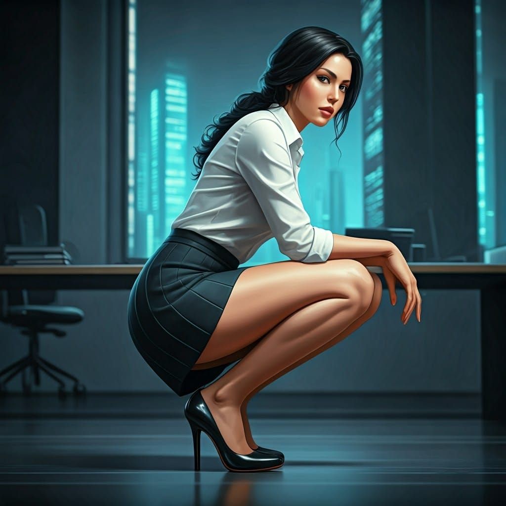 Confident Businesswoman in Futuristic Realism Style