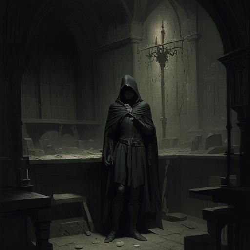 Medieval Thief in Torture Room: Horror Illustration