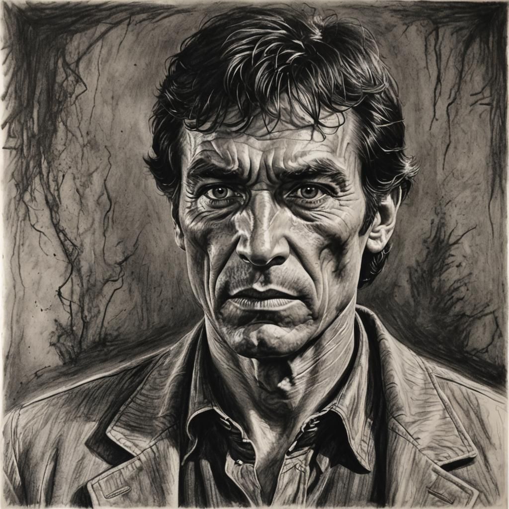 Hyperdetailed Charcoal Drawing: The Night Stalker