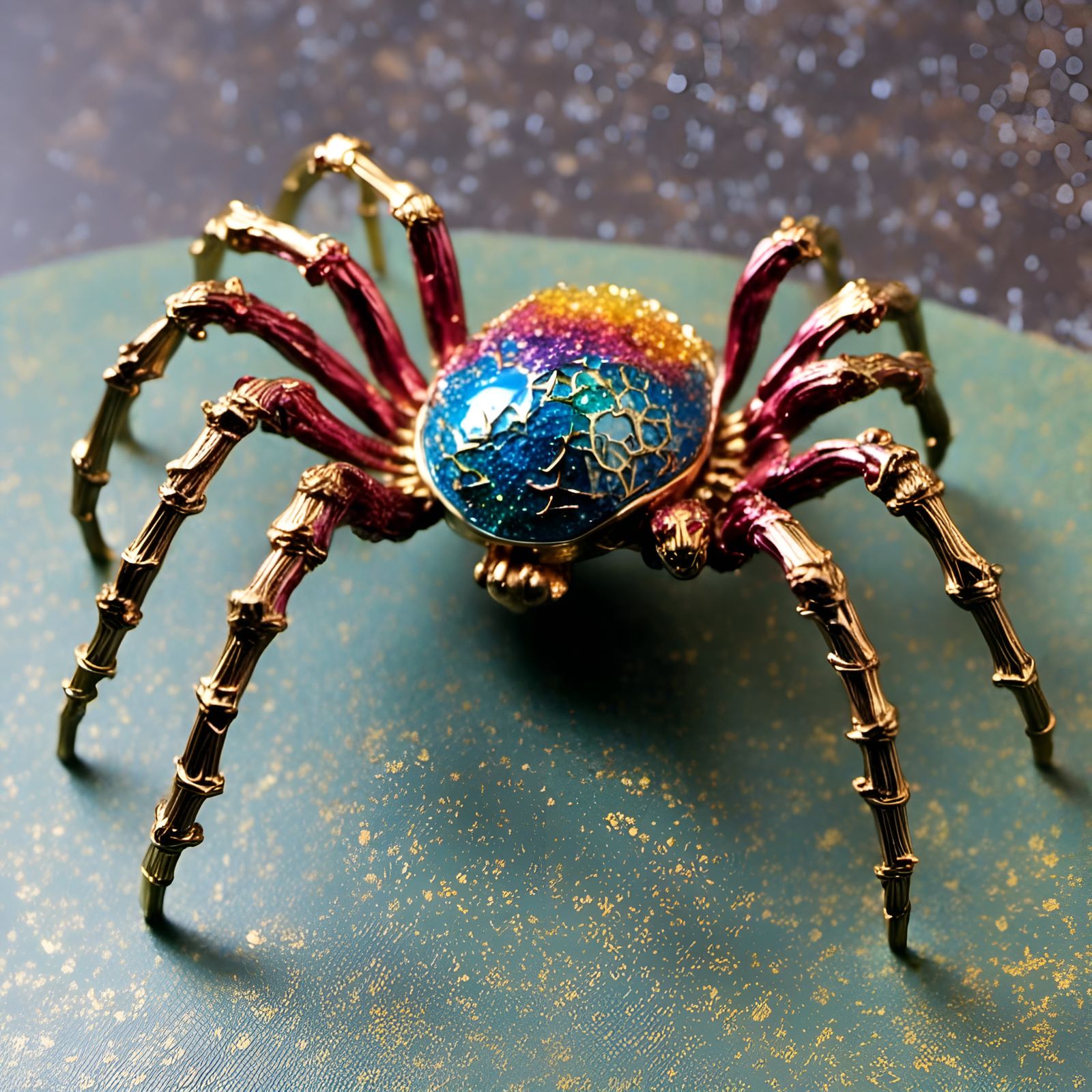 Colorful Metallic Spider with Glazed Finish