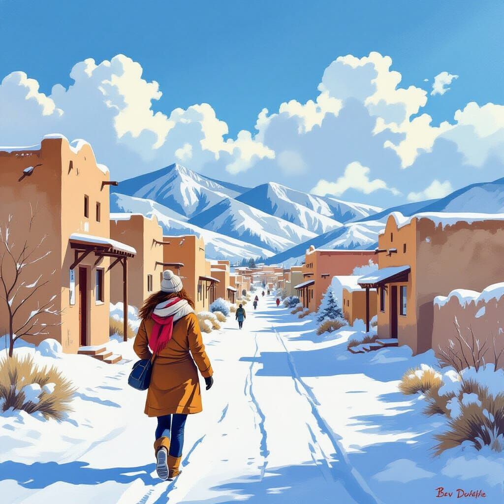 Winter Walk in Taos, New Mexico Landscape