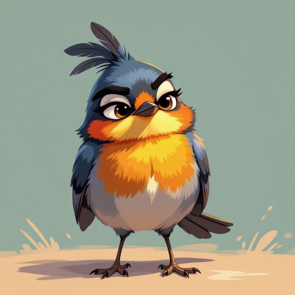 Cartoon Robin Strutting with Pride