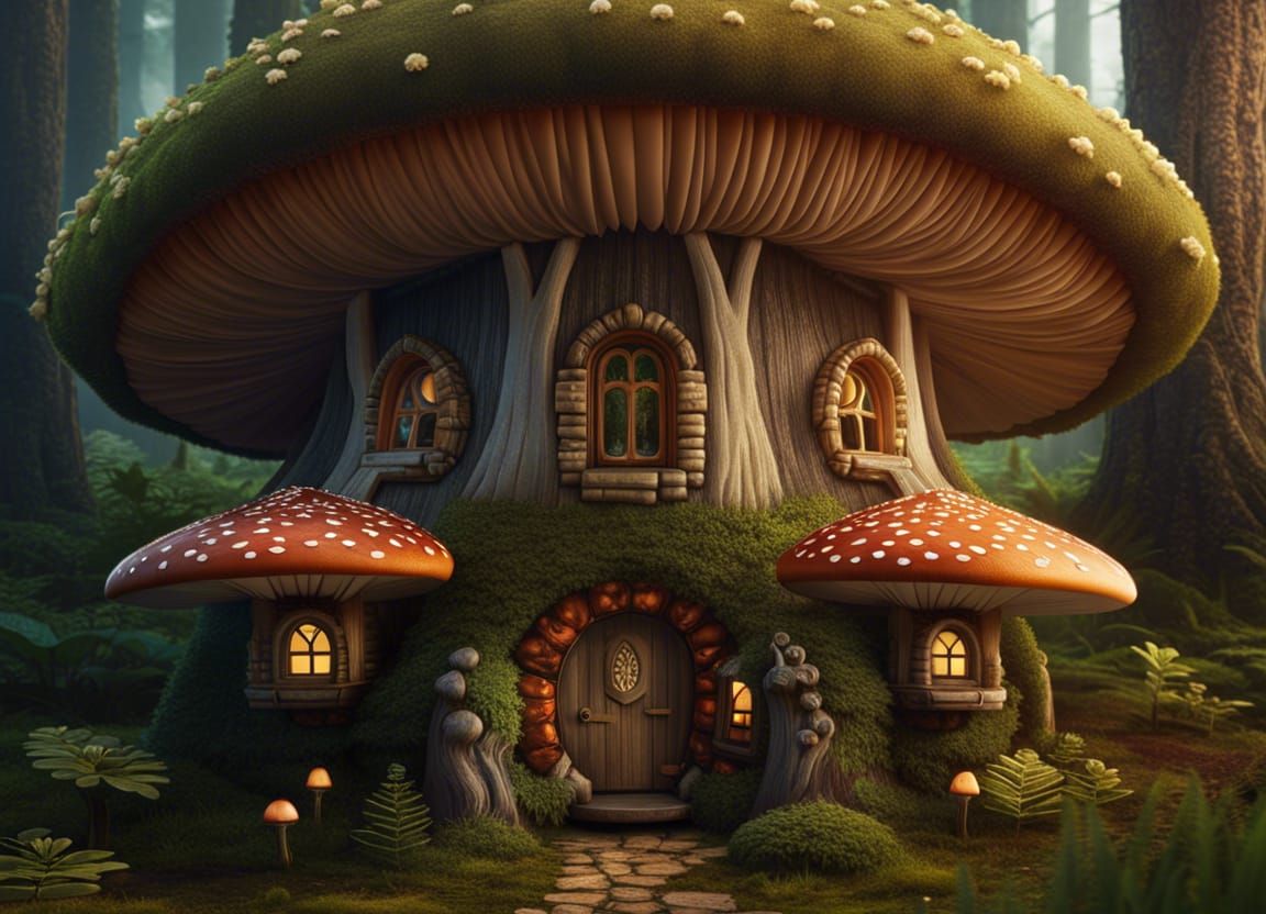 Fairytale Mushroom House in Peaceful Forest
