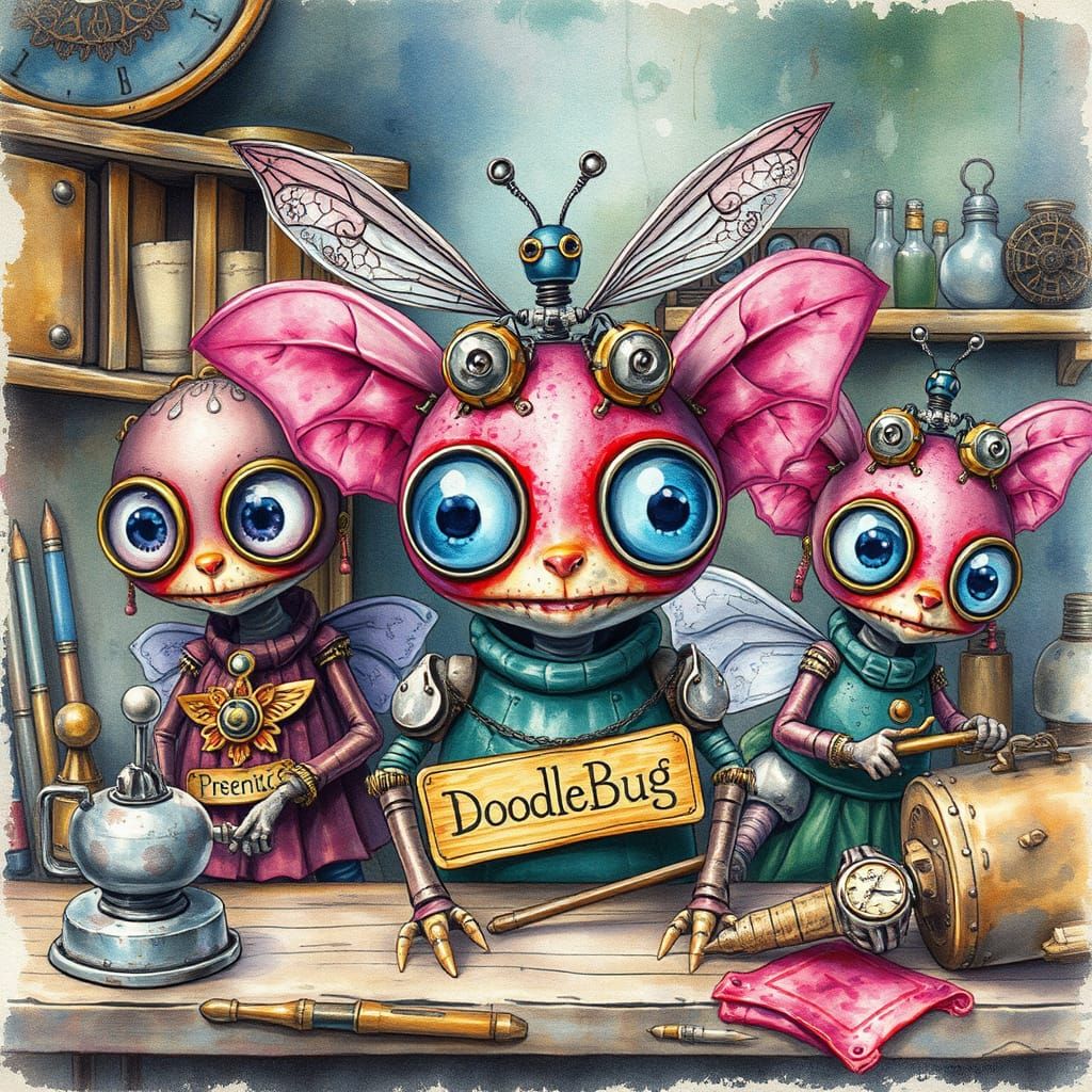 Steampunk Whimsy: Unique Creatures in a Vintage Workshop