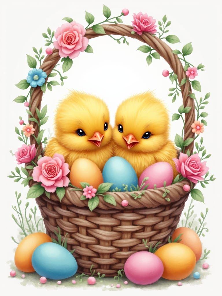 Whimsical Easter Chicks in a Vibrant Candyland Wonderland