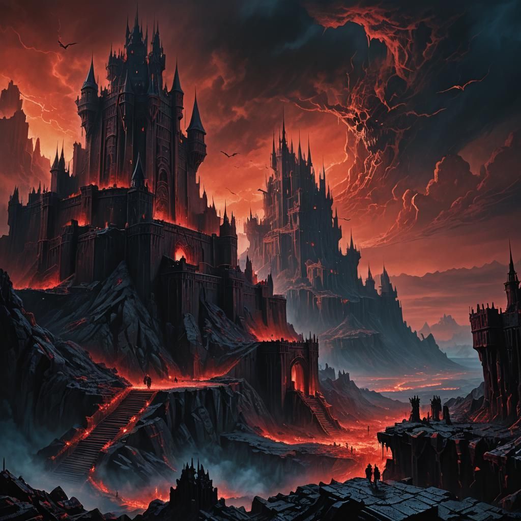 Ominous Khorne Fortress in Grimdark Gothic Landscape