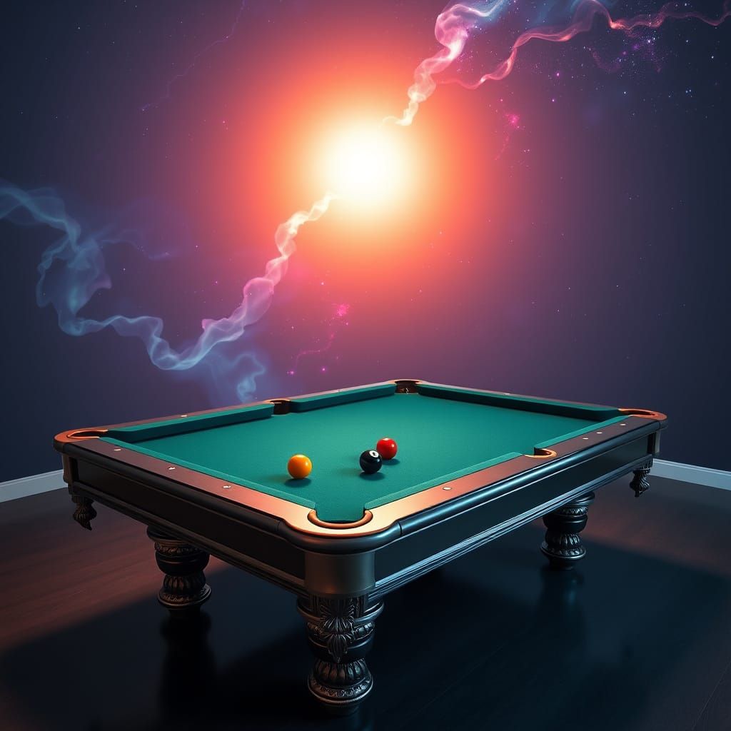 Infinity Pool Table with 8 Ball in Endless Perspective