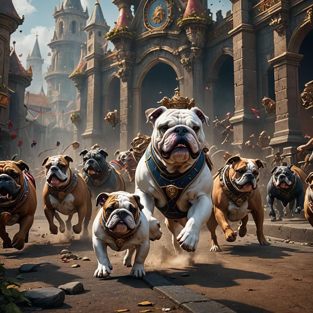 Bulldog and Pekingese Race: Fantasy Concept Art