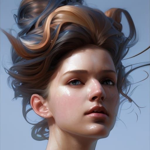Detailed Portrait with Dynamic Lighting in Art Nouveau Style