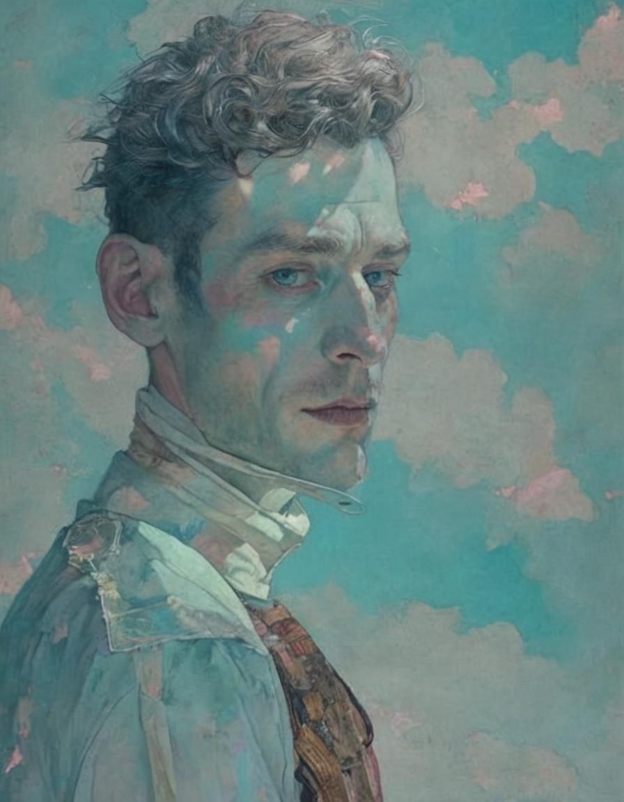 Masculine Portrait with Halo in Pastel Colors
