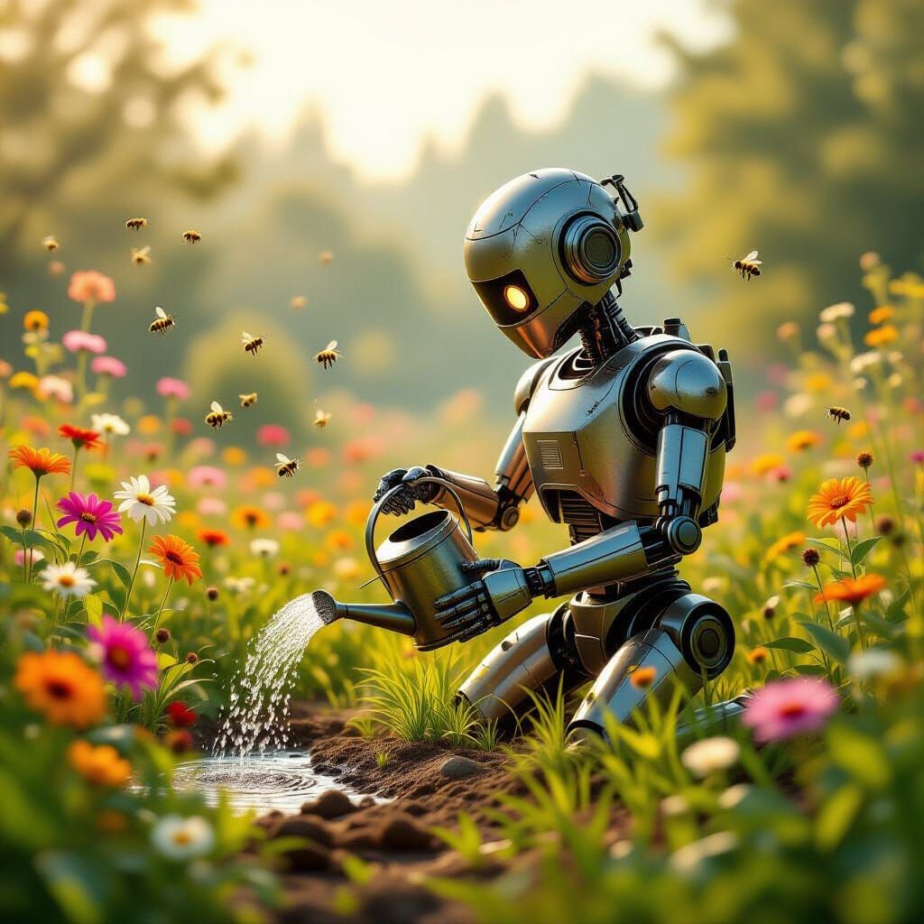 Android waters his Little Green Friends