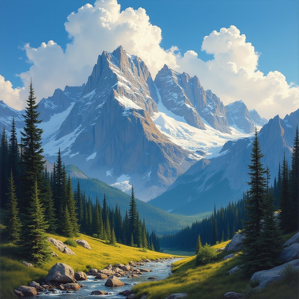 Breathtaking Rocky Mountain Landscape in Golden Light