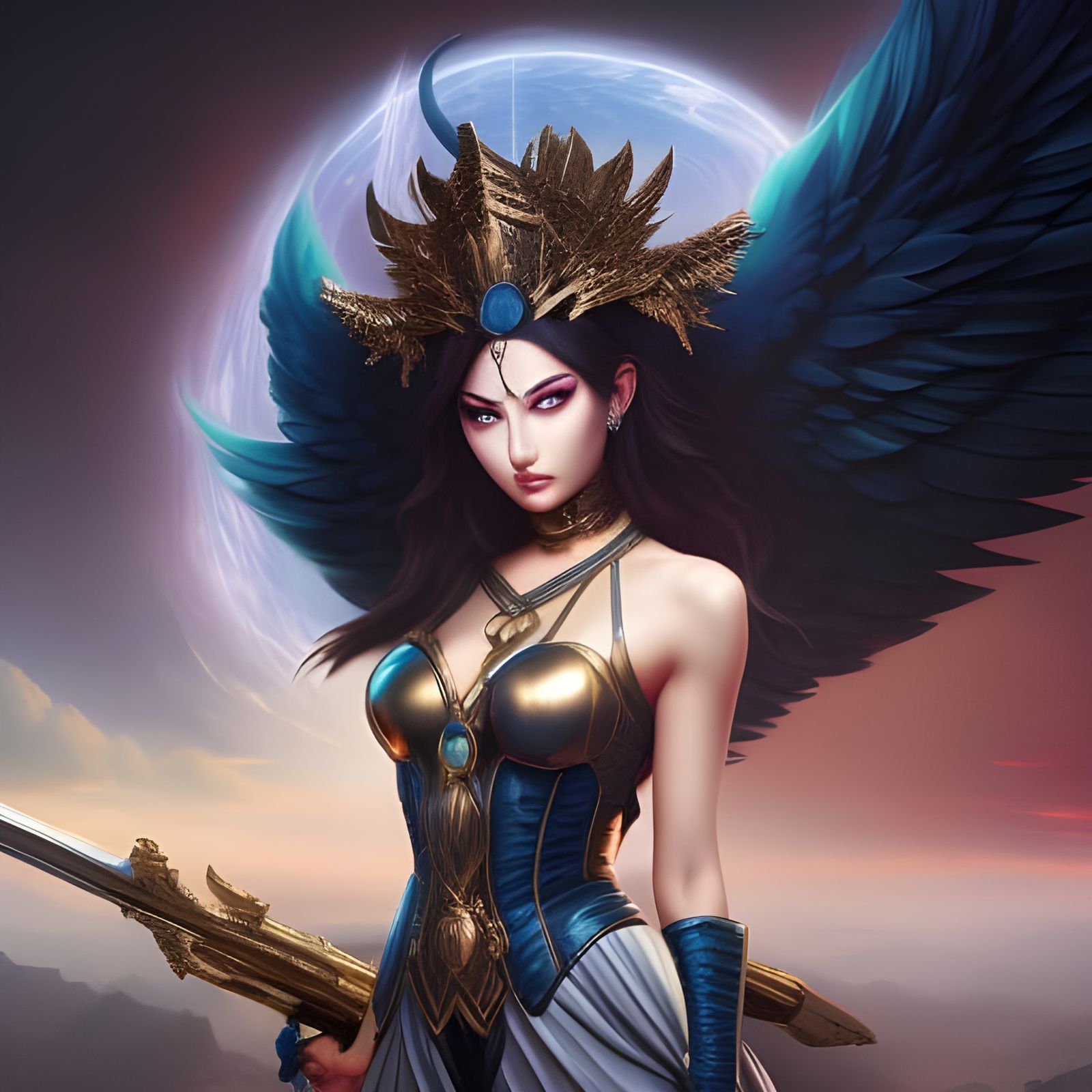 Vengeful Goddess of Wrath in Anime Style