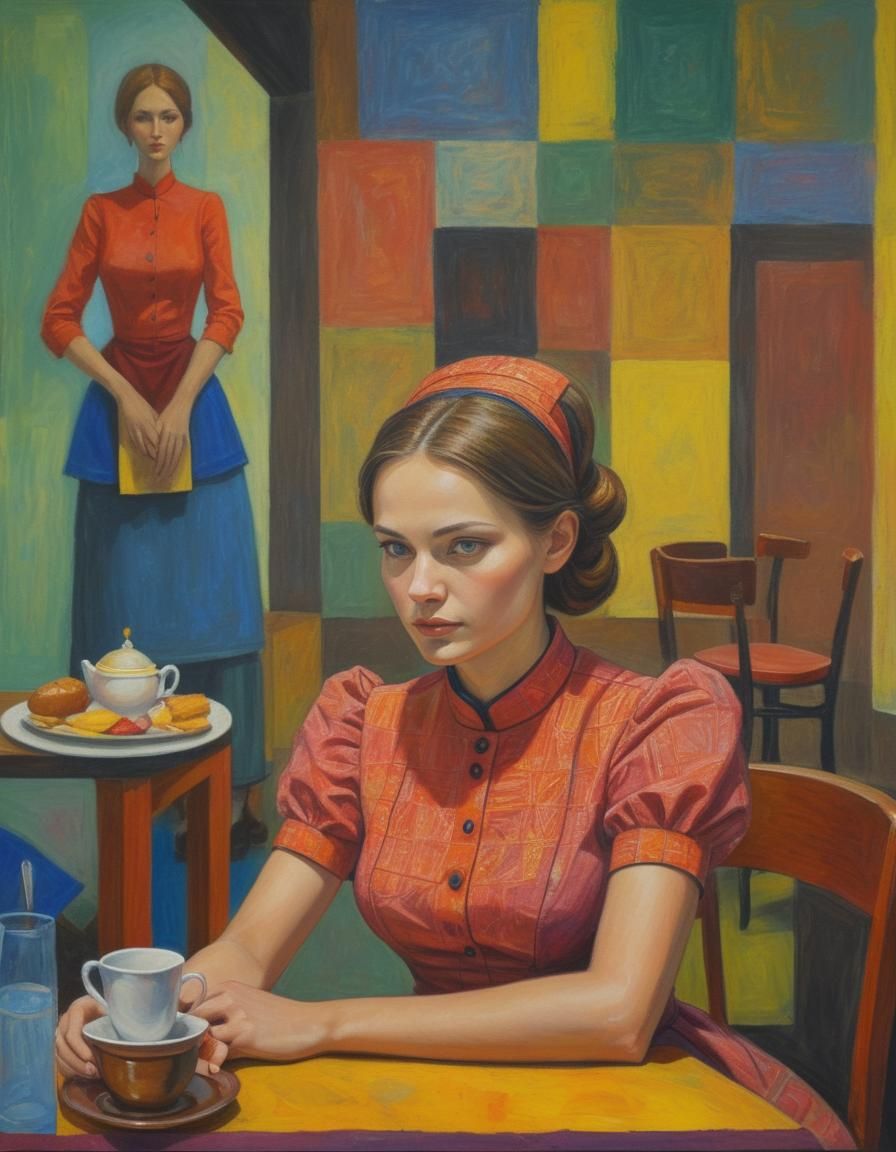 Garden of surreal Dreams. Restaurant. Service maid.