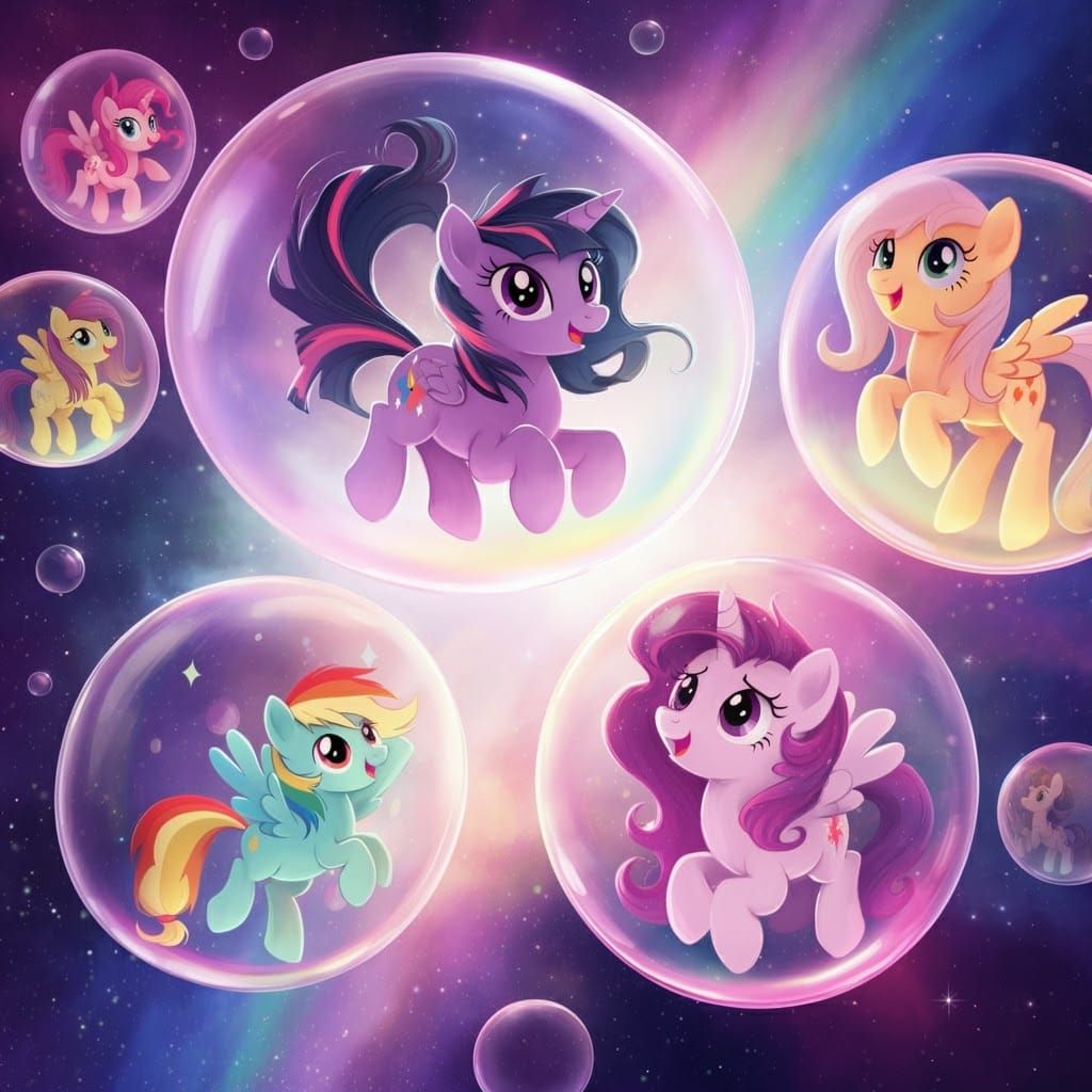 My Little Pony Bubbles in Cosmic Rainbow Sky